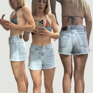 Levi's Light Blue High Waist Denim Shorts